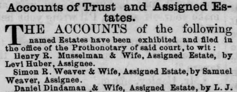 Legal Accounts of Trust and Assigned Estates