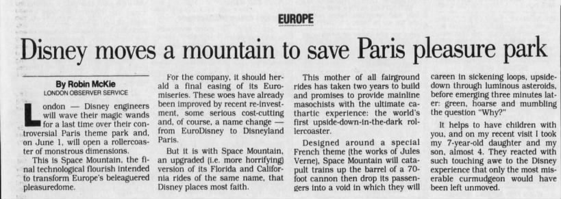 Disney moves a mountain to save Paris pleasure park