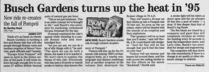 Busch Gardens turns up the heat in '95