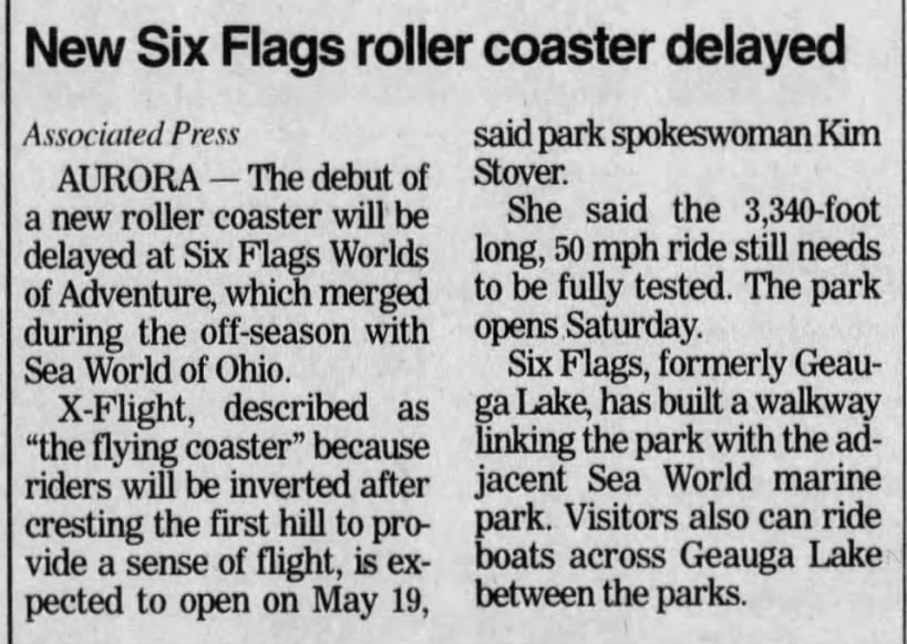 New Six Flags roller coaster delayed