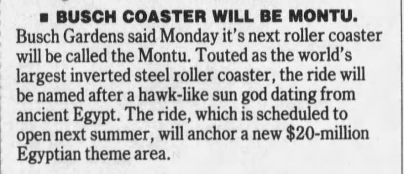 Busch Coaster Will Be Montu