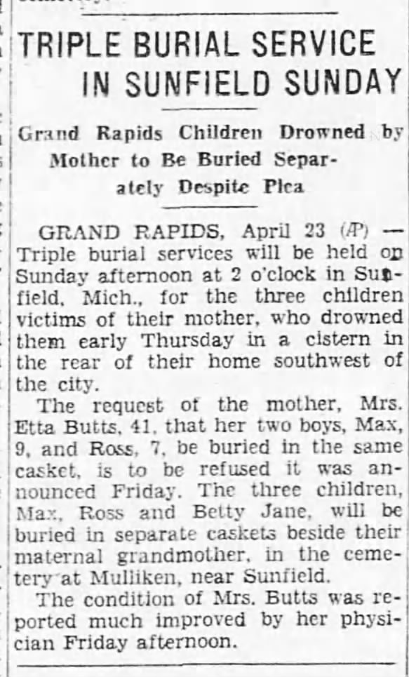 Triple burial for Etta's children