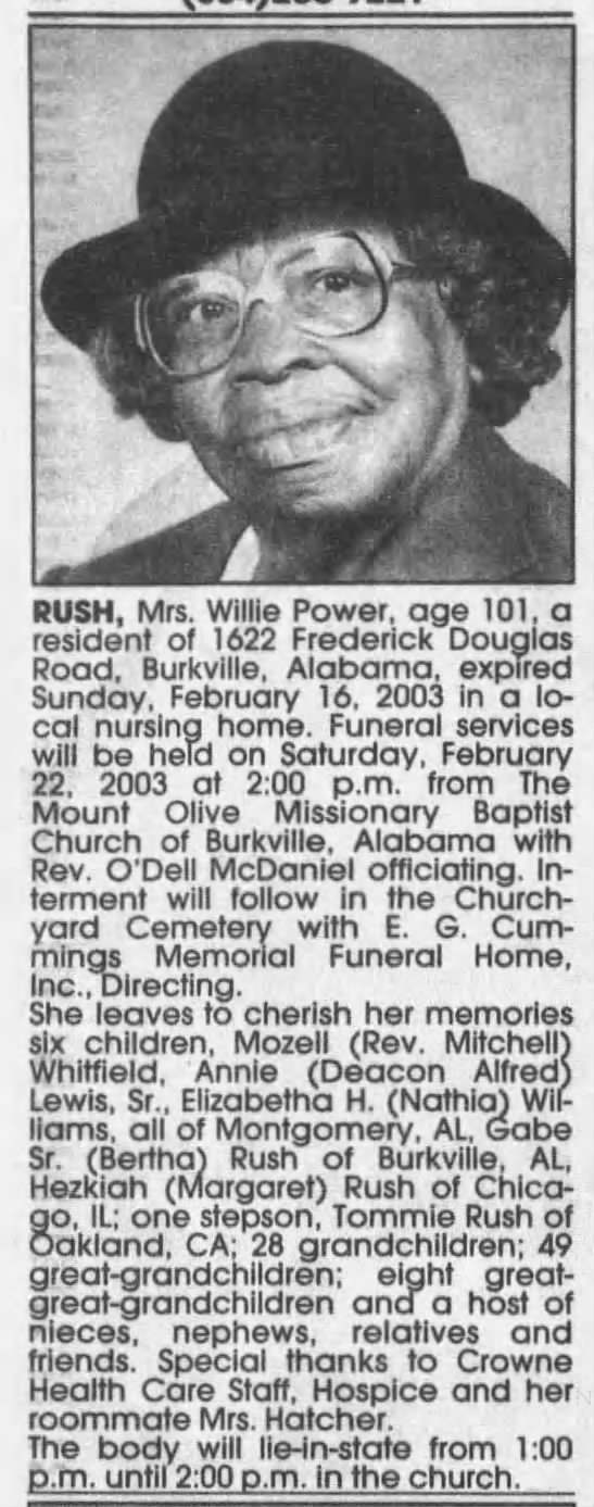 Willie Rush Obituary
