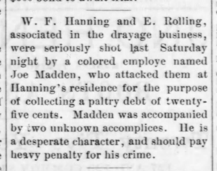 First Article to tell of murder of William F. Hanning