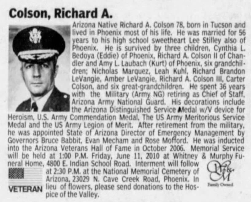 Richard Arthur Colson Obituary