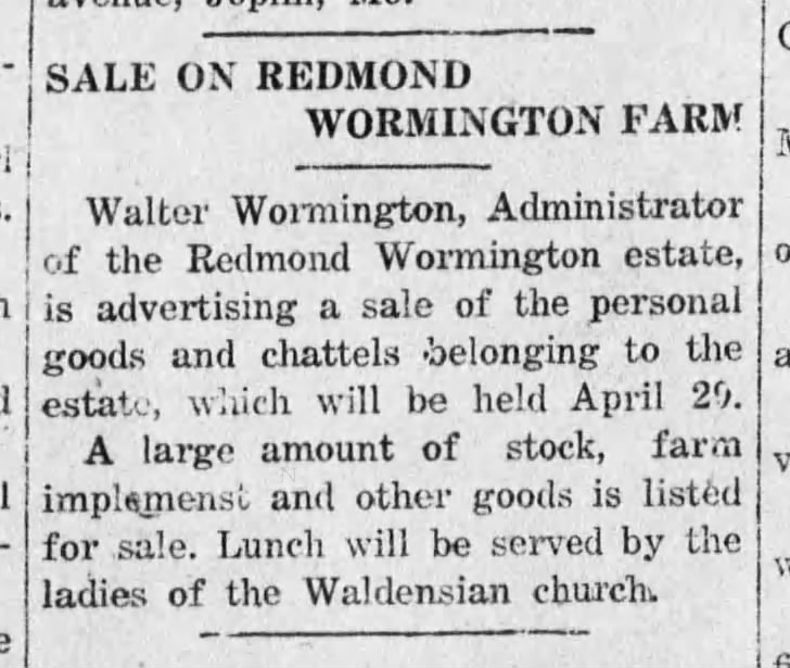 Sale on Redmond Wormington Farm