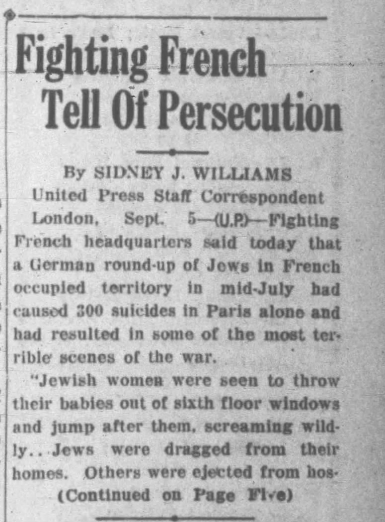 Fighting French Tell of Persecution_P1