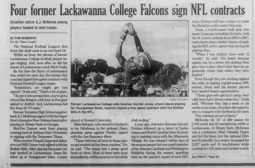 Four former Lackawanna College Falcons sign NFL contracts