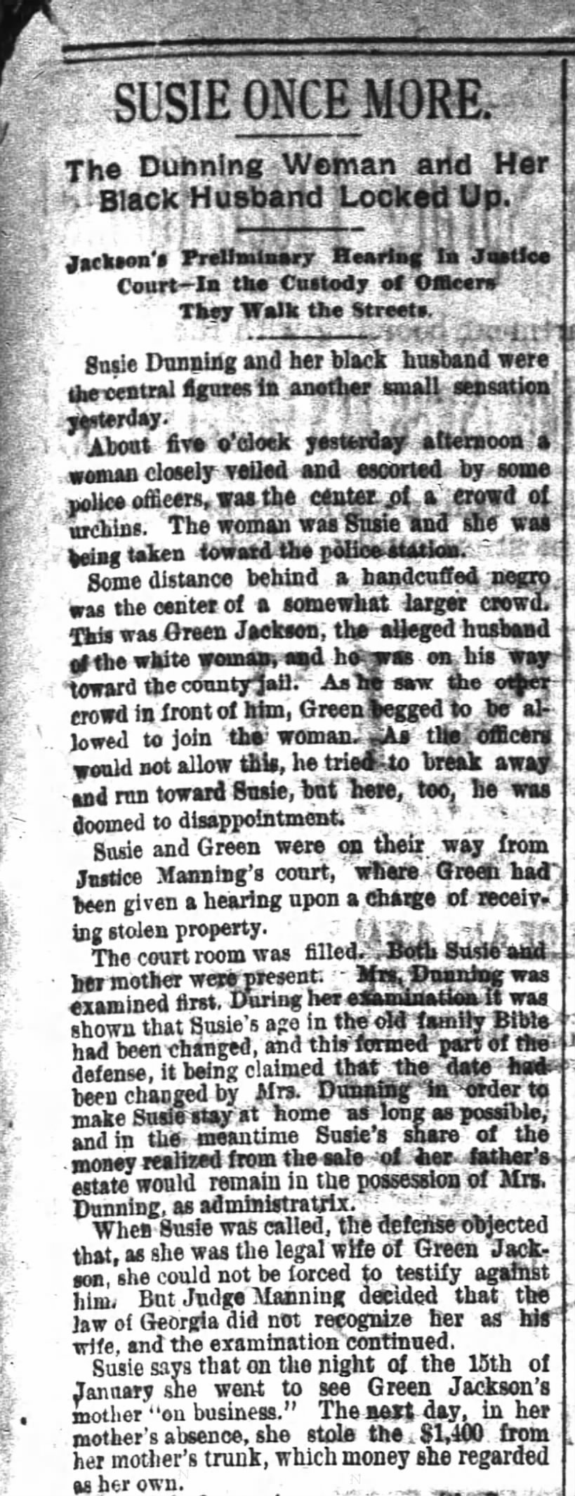 Susie Once More - The Atlanta Constitution - March 7, 1888