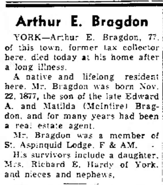Arthur E. Bragdon obit