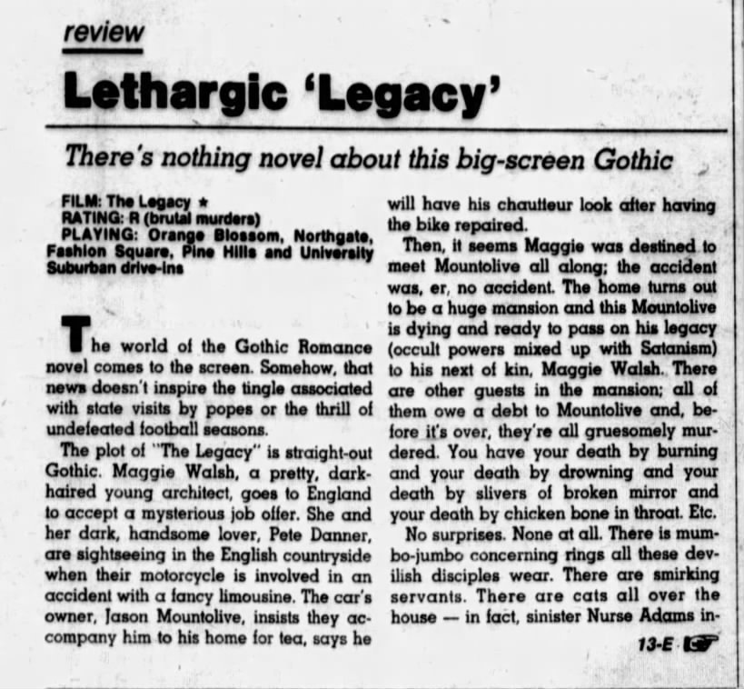 Orlando Sentinel The Legacy review*