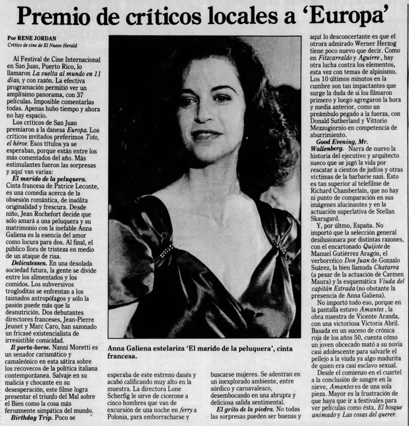International Cinema - San Juan, Puerto Rico 1991 -Film Festival Reviews*