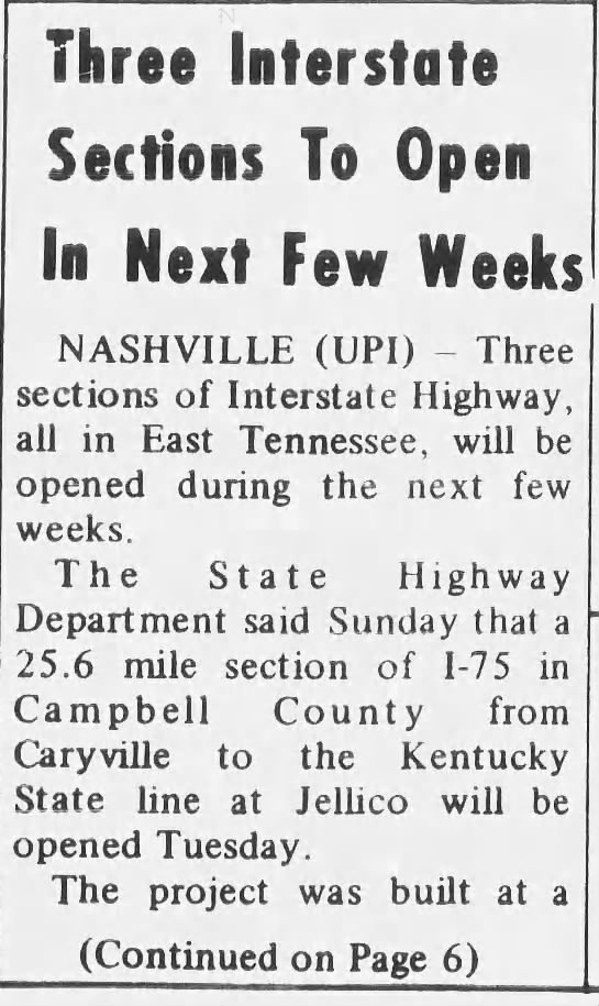 Three Interstate Sections To Open In Next Few Weeks