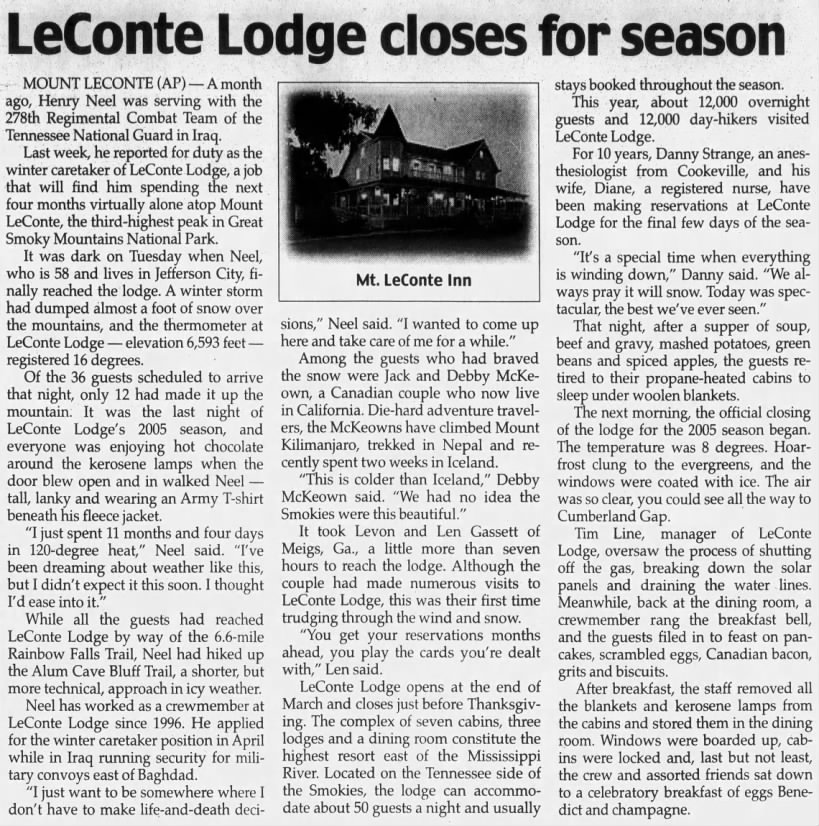 LeConte Lodge closes for season