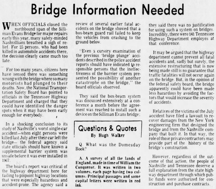 Bridge Information Needed