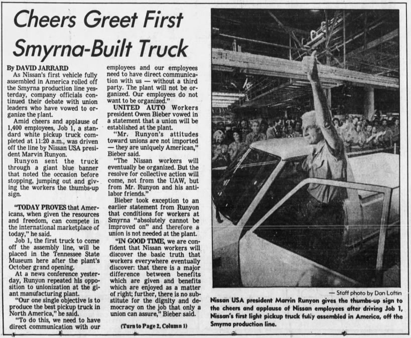 Cheers Greet First Smyrna-Built Truck