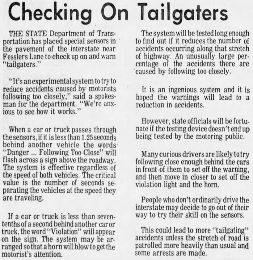 Checking On Tailgaters