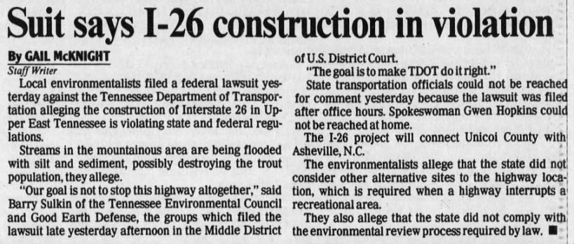 Suit says I-26 construction in violation