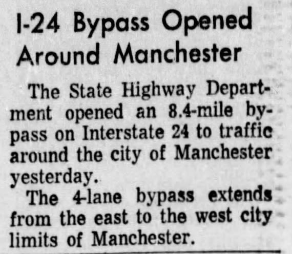 I-24 Bypass Opened Around Manchester