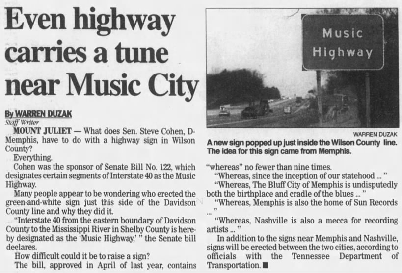 Even highway carries a tune near Music City
