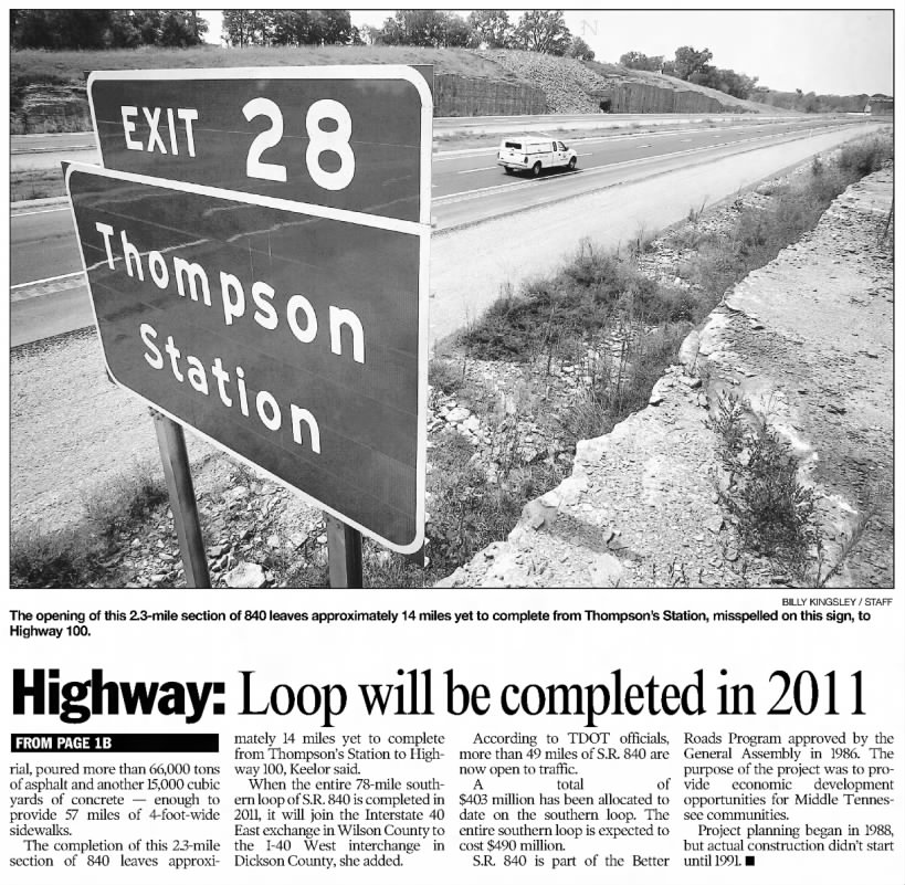 Highway: Loop will be completed in 2011