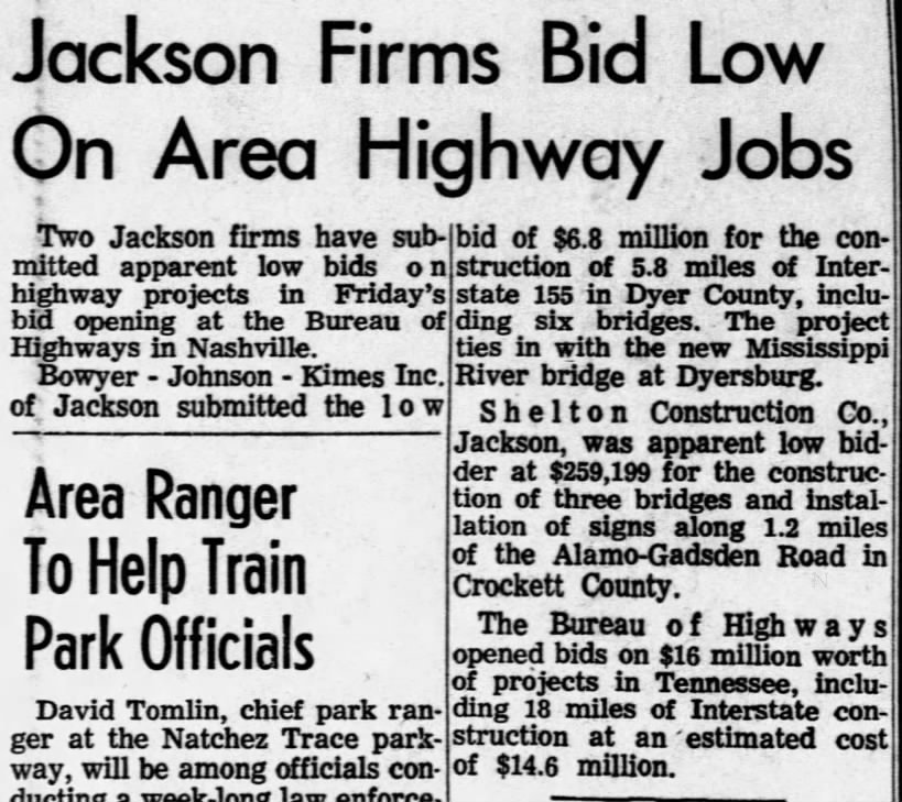 Jackson Firms Bid Low On Area Highway Jobs