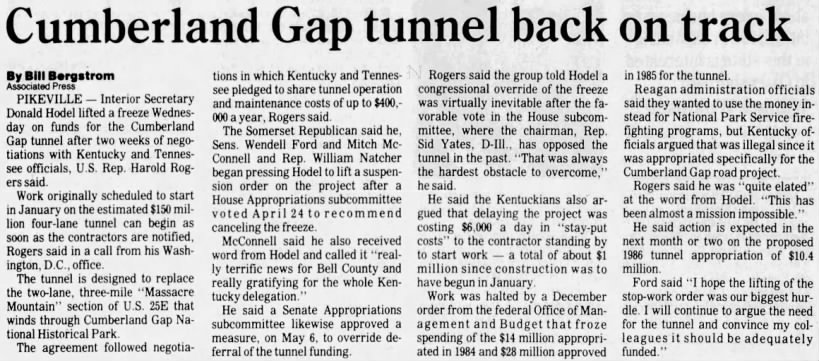 Cumberland Gap tunnel back on track