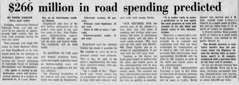 $266 million in road spending predicted