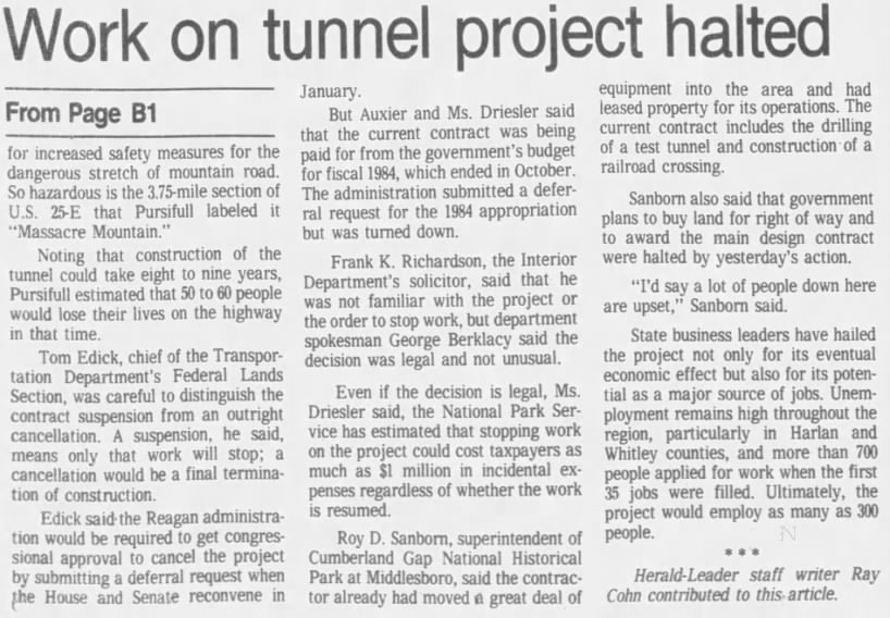 Work on tunnel project halted