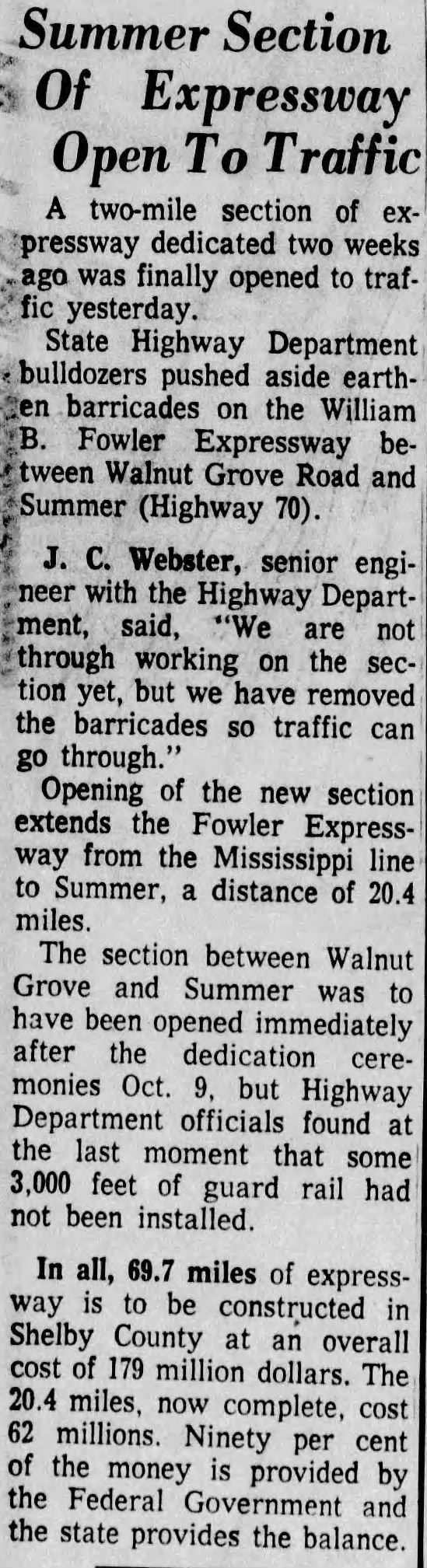 Summer Section Of Expressway Open To Traffic