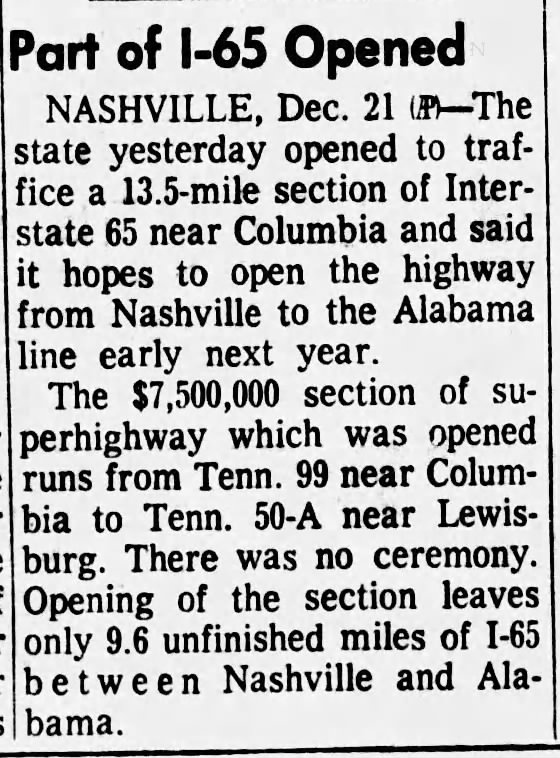 Part of I-65 Opened