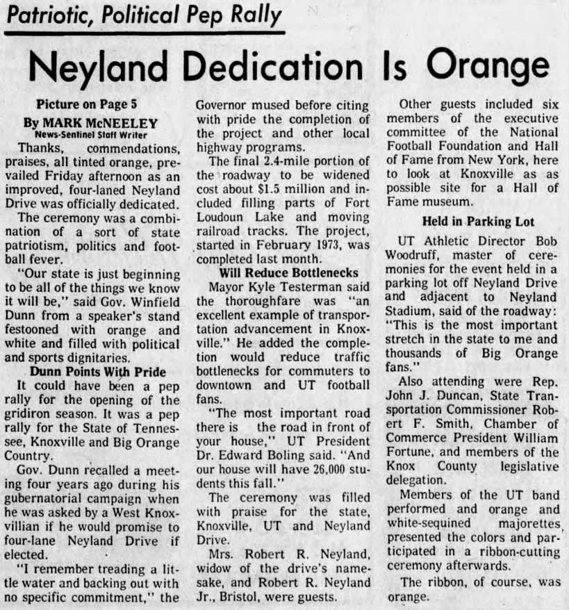 Neyland Dedication Is Orange