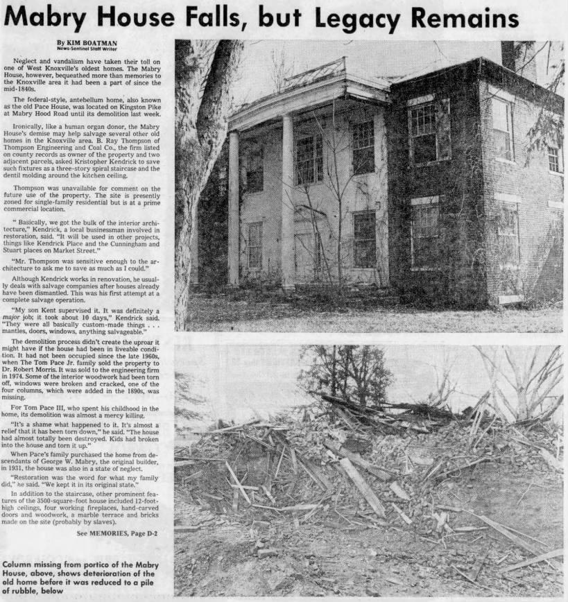 Mabry House Falls, but Legacy Remains