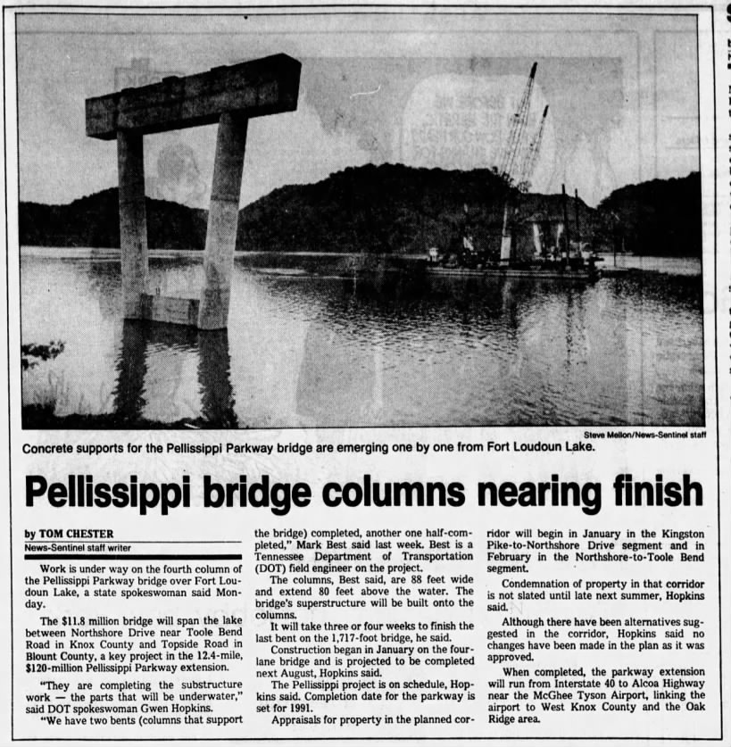 Pellissippi bridge columns nearing finish