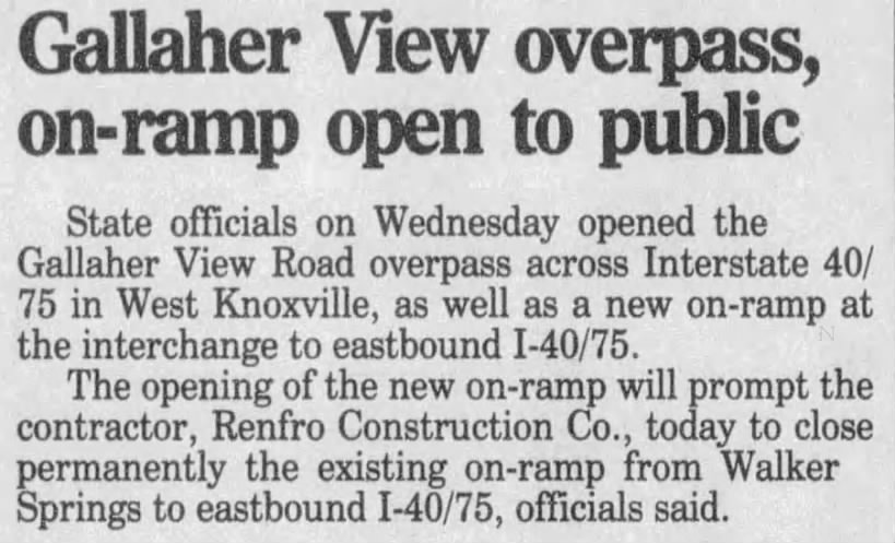 Gallaher View overpass, on-ramp open to public