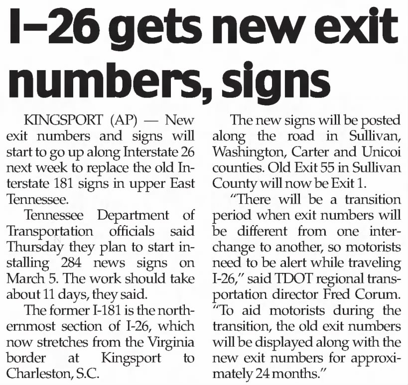 I-26 gets new exit numbers, signs