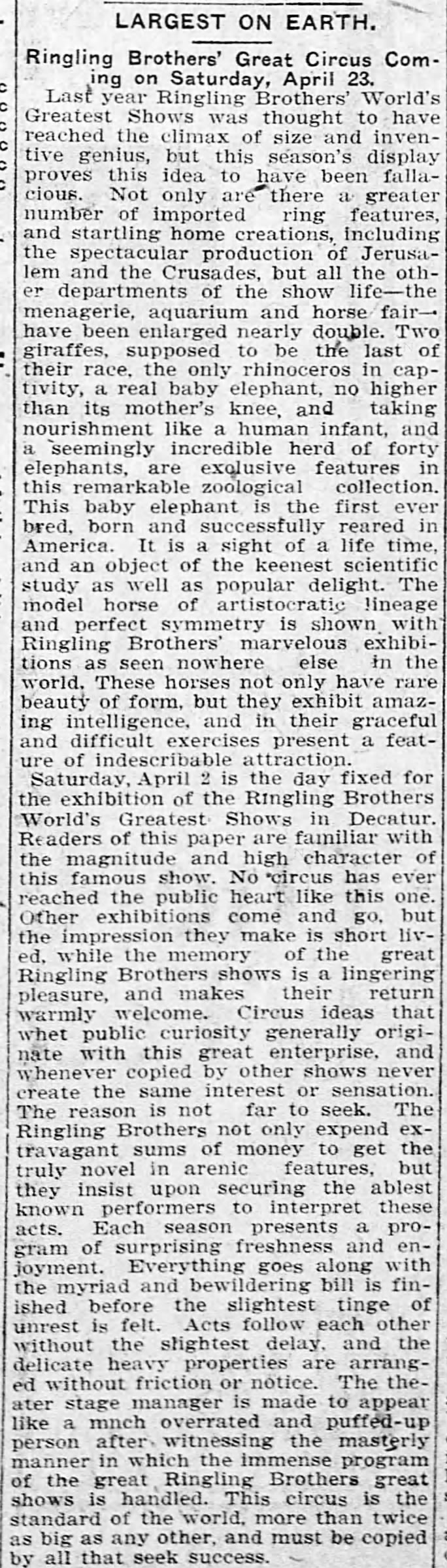 Ringing Bros. April 1904