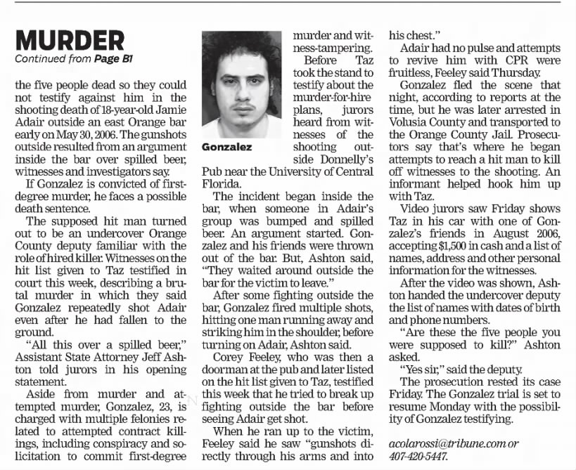 Jamie Adair ... The Orlando Sentinel, 26 Feb 2011, Page B2, Part 2