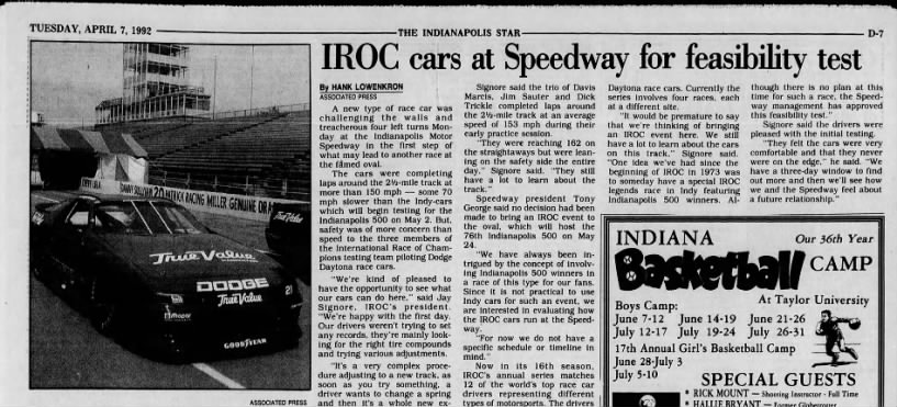 IROC at Indy 1992