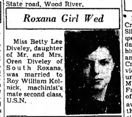 Betty Lee Diveley weds 1943