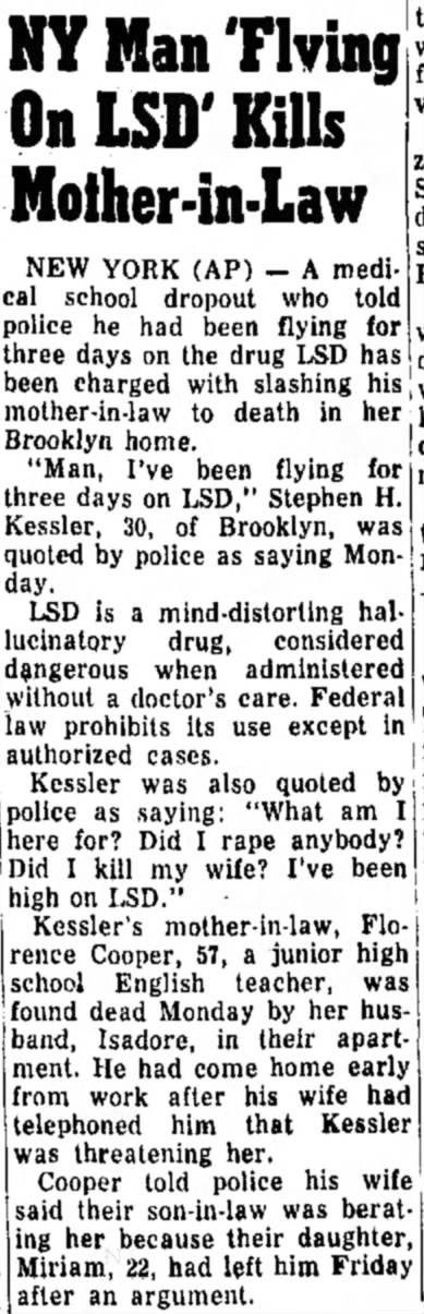 NY Man 'Flying On LSD' Kills Mother-in-Law