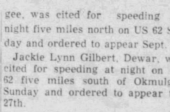 Jack Gilbert speeding ticket