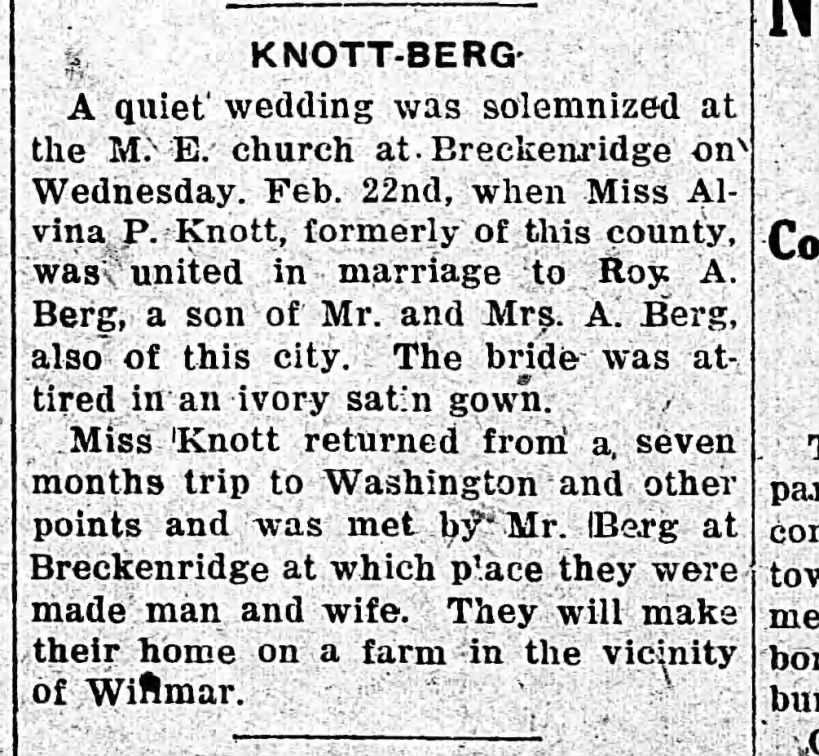 Alvina Knott - Roy Berg Marriage - attached