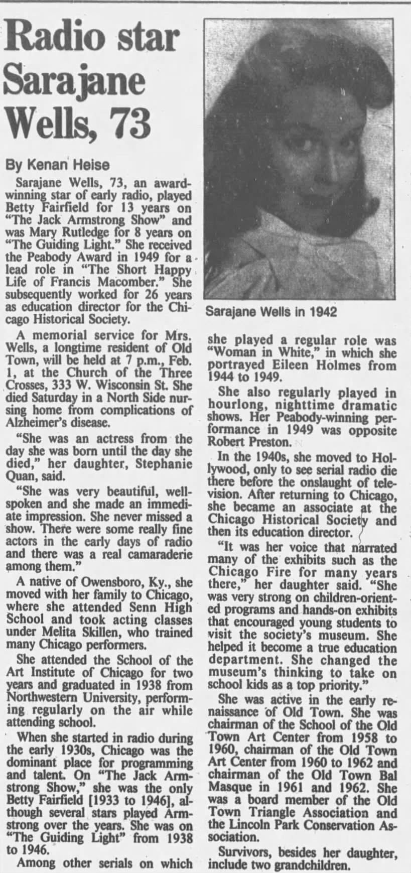 Obituary for Sarajane Wells