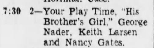 Nancy Gates, Your Play Time