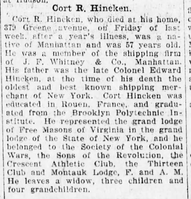 Cort Roadside obituary 4/20/1907