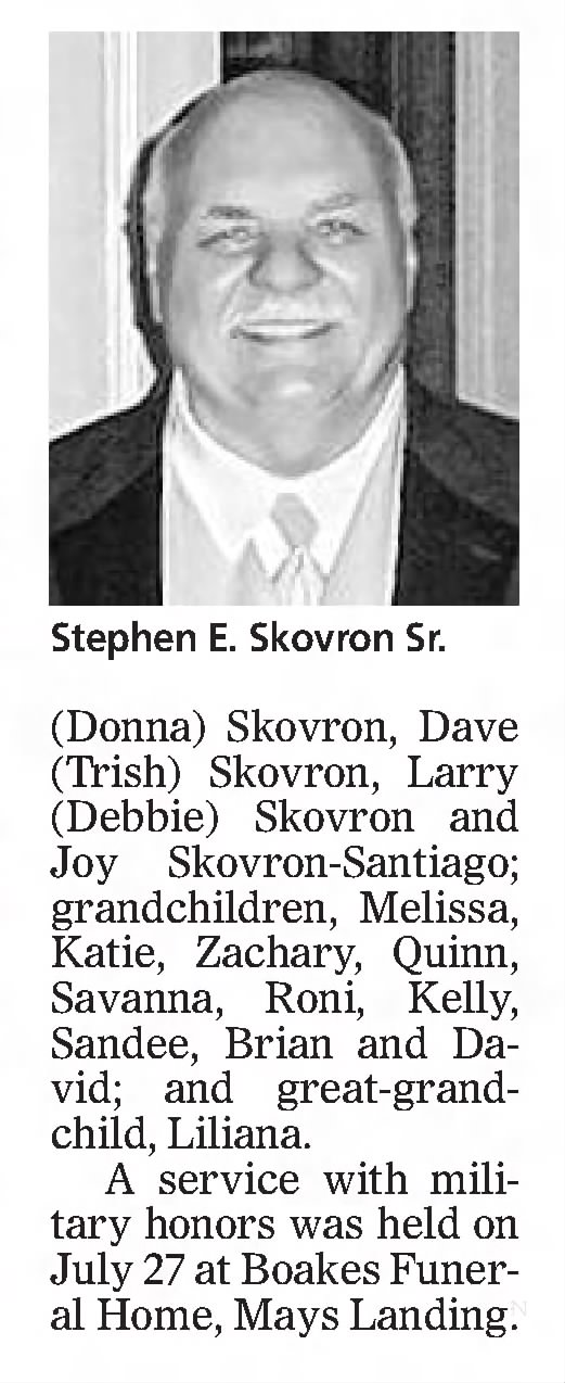 Obituary for Stephen E. Skovron Sr.