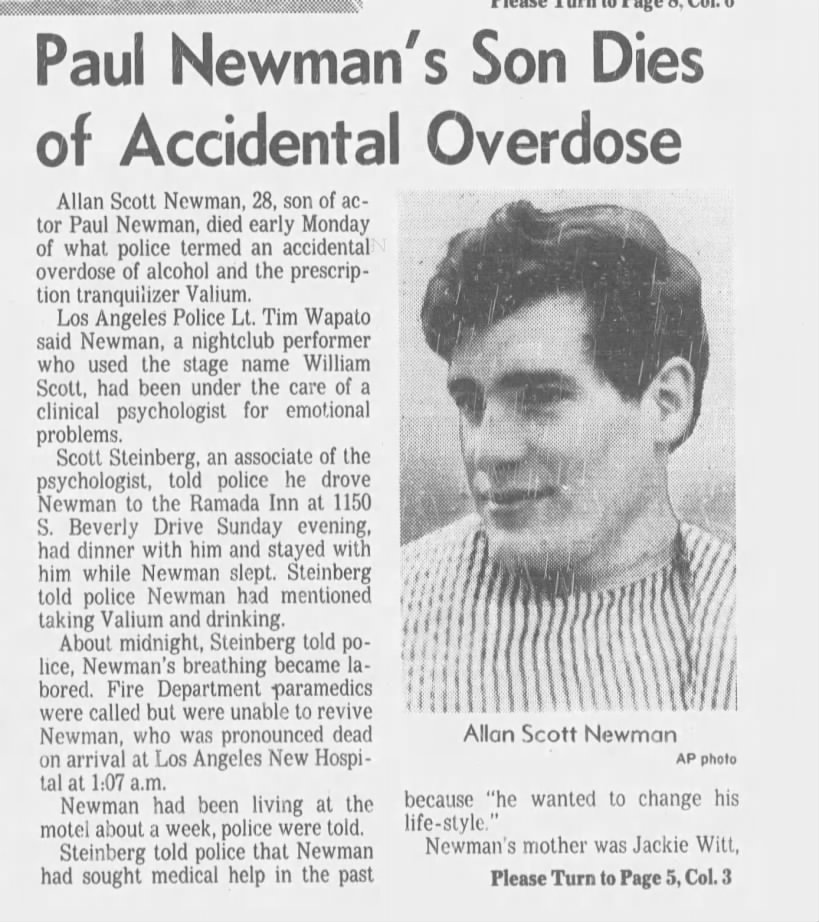Scott Newman death, LA Times, 1 of 2
