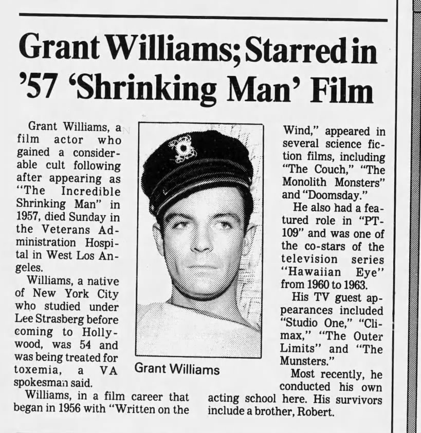 Grant Williams Obituary LA Times