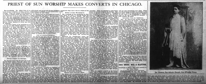 PRIEST OF SUN WORSHIP MAKES CONVERTS IN CHICAGO